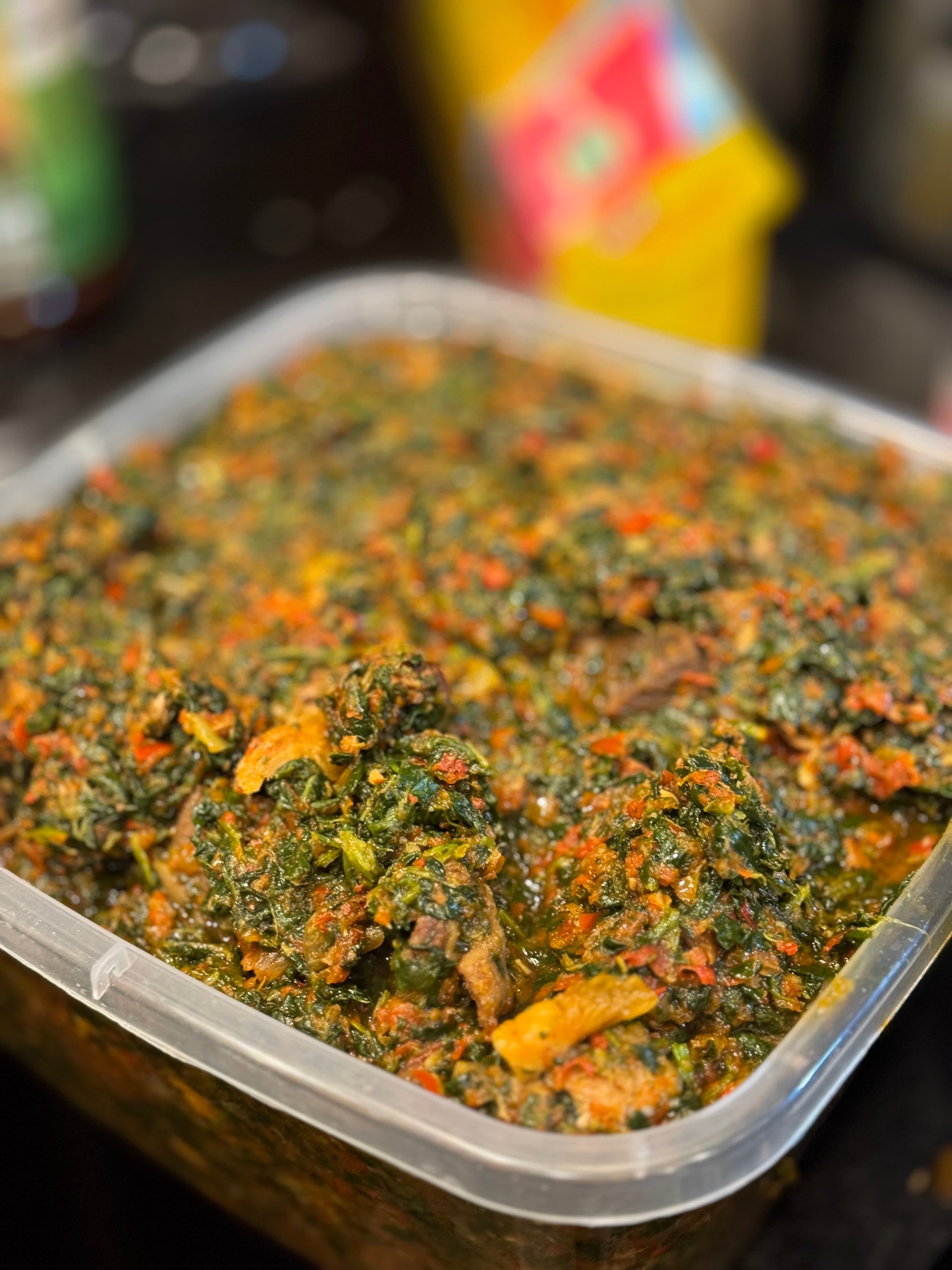 Efo Riro, Swallow & Assorted Protein
